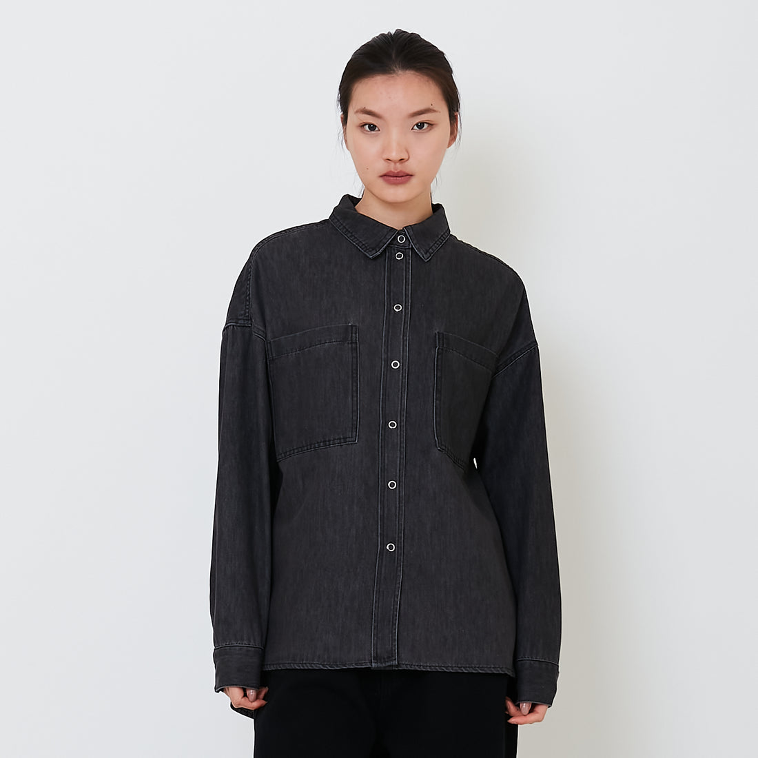 Women Denim Shirt - Black - SW2503060B