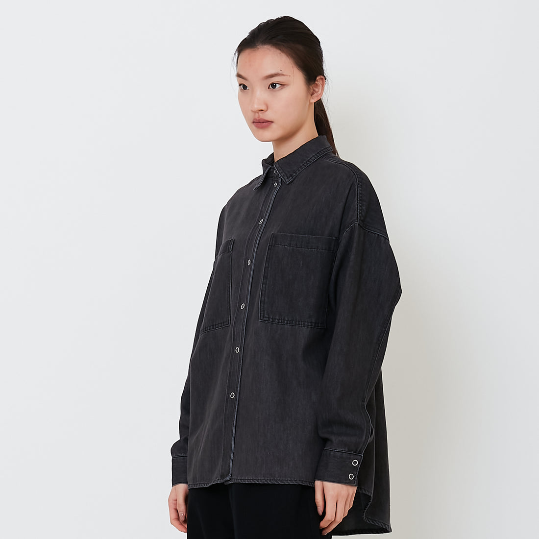 Women Denim Shirt - Black - SW2503060B