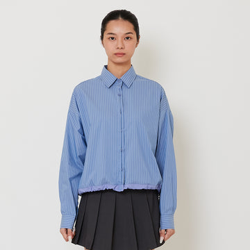 Women Combined Boxy Shirt - Blue - SW2503061B