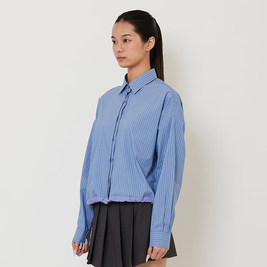 Women Combined Boxy Shirt - Blue - SW2503061B