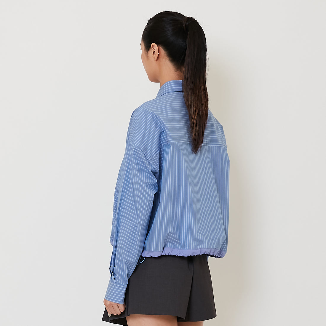 Women Combined Boxy Shirt - Blue - SW2503061B