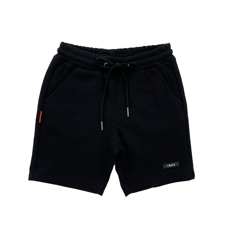 Boy Waffle Knit Shorts - Black - SB2207069C