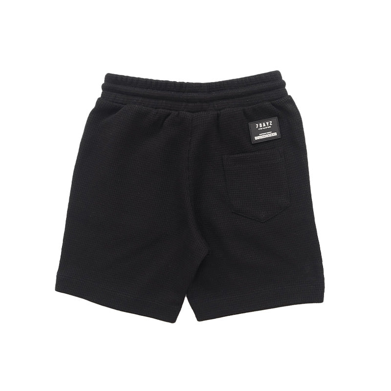 Boy Waffle Knit Shorts - Black - SB2302164C