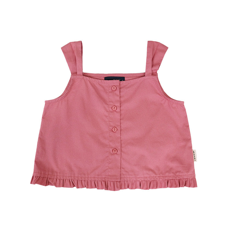 Girl Ruffled Sleeveless Top - Dark Pink - SG2301010A