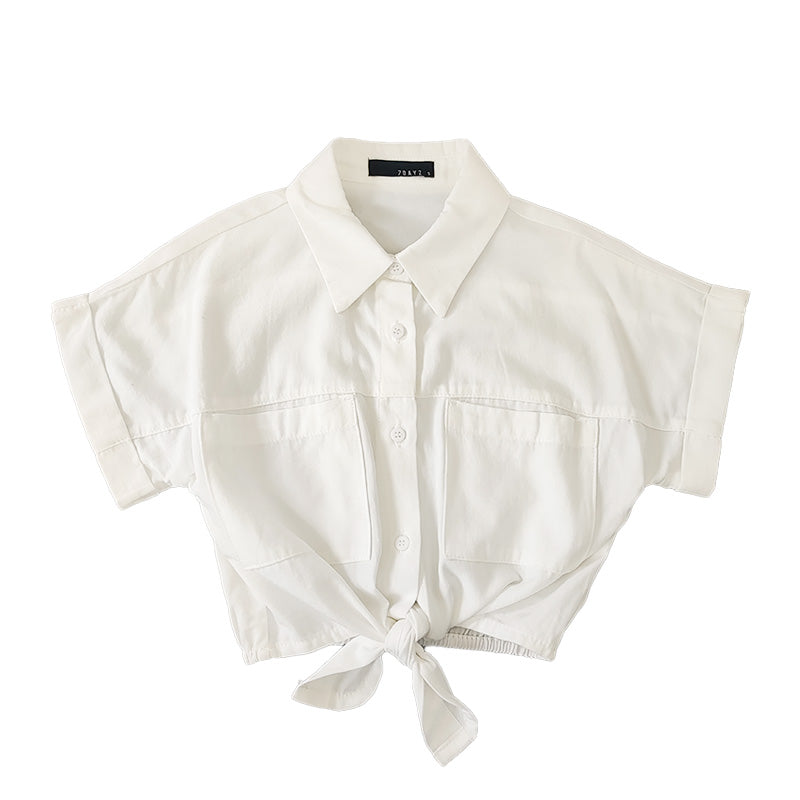 Girl Cropped Shirt - Off White - SG2301013A