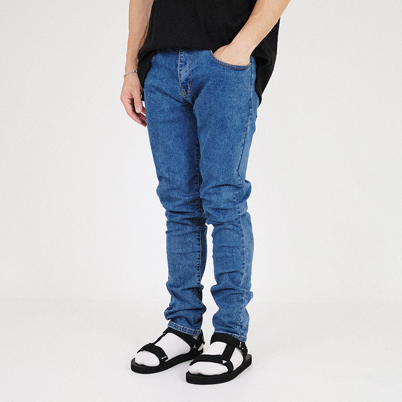 Men Skinny Long Jeans With Belt - Blue - SM2303028B