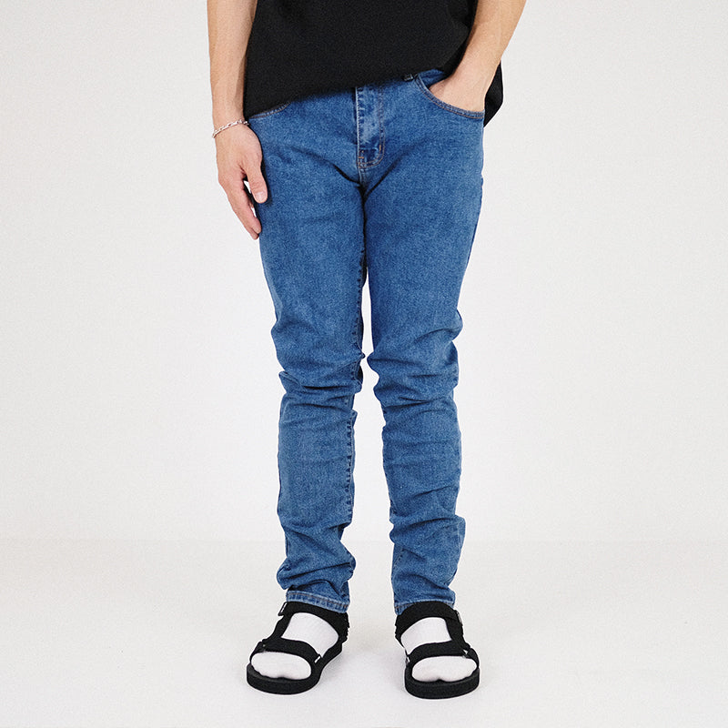 Men Skinny Long Jeans With Belt - Blue - SM2303028B