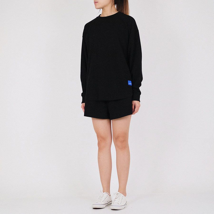 Women Waffle Knit Top - Black - SW2204451E