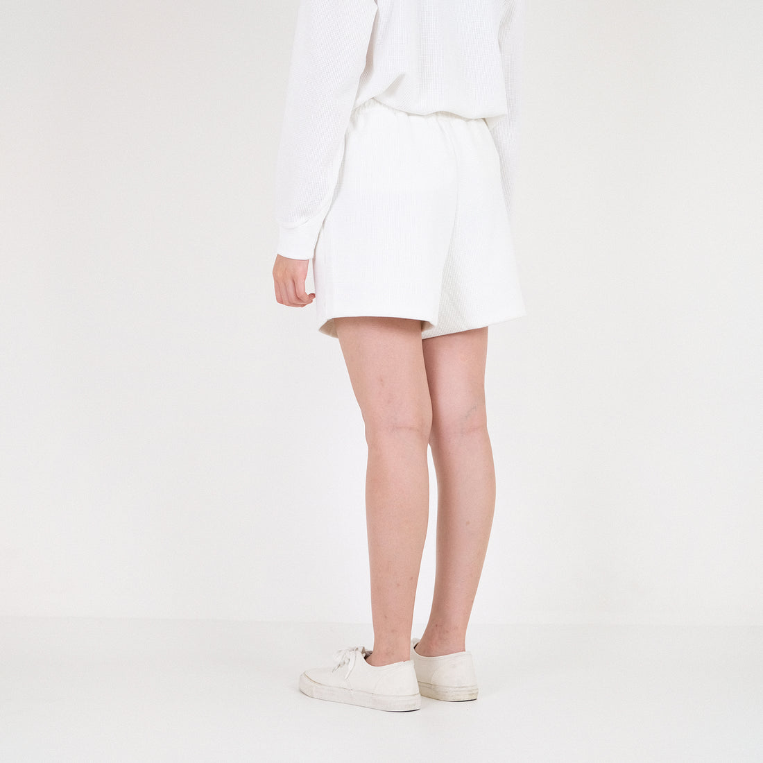 Women Waffle Knit Shorts - Off White - SW2204452A