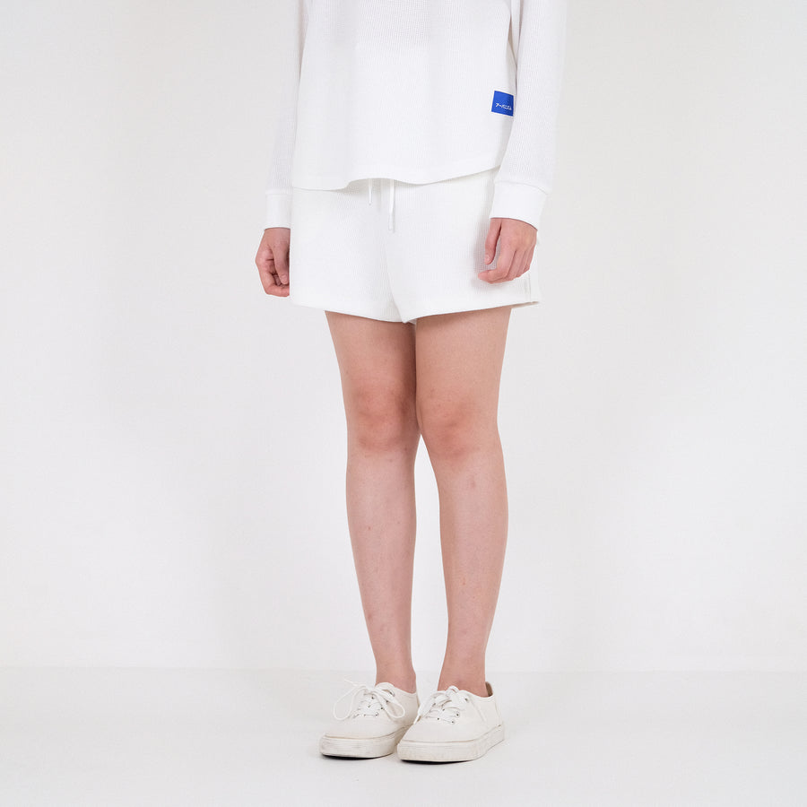 Women Waffle Knit Shorts - Off White - SW2204452A