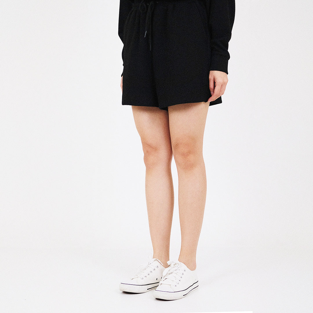 Women Waffle Knit Shorts - Black - SW2204452E