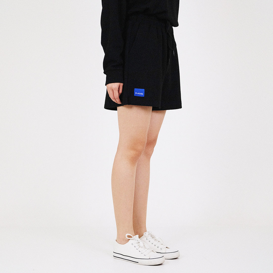 Women Waffle Knit Shorts - Black - SW2204452E