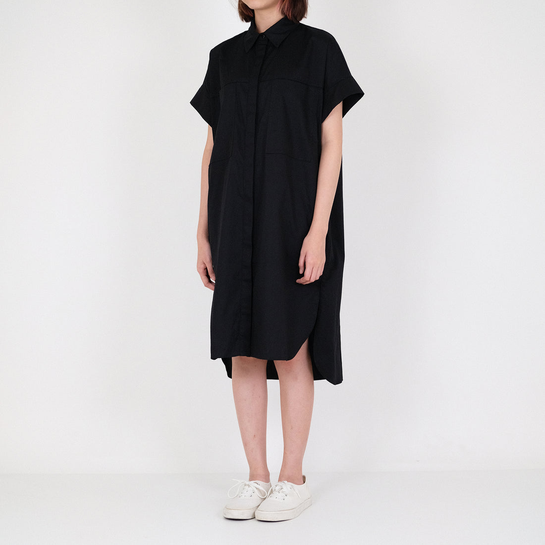 Women Oversized Shirt Dress - Black - SW2206545D