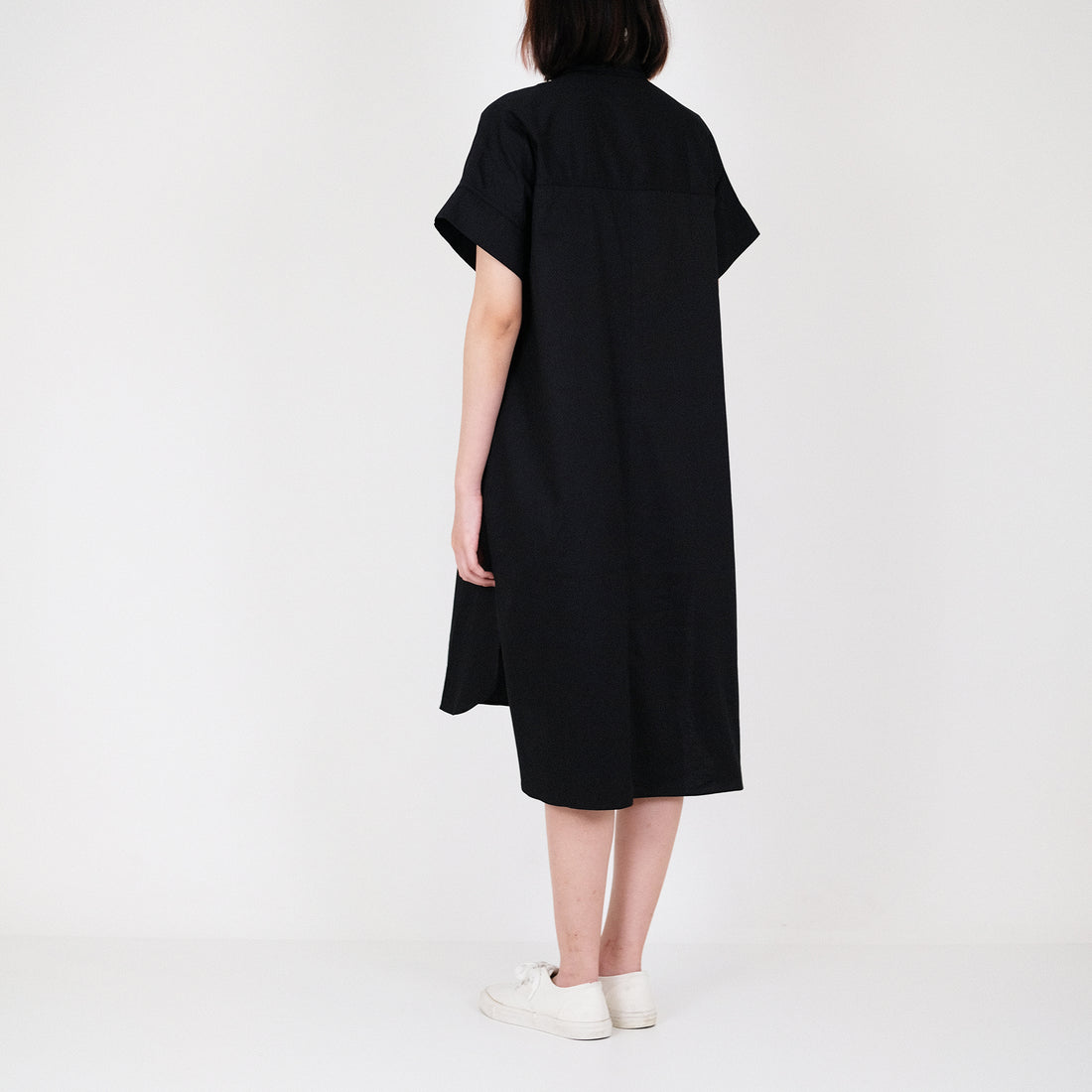 Women Oversized Shirt Dress - Black - SW2206545D