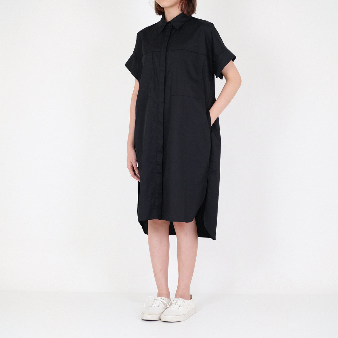 Women Oversized Shirt Dress - Black - SW2206545D