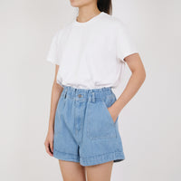 Women Paperbag Denim Shorts - Light Blue - SW2210542C