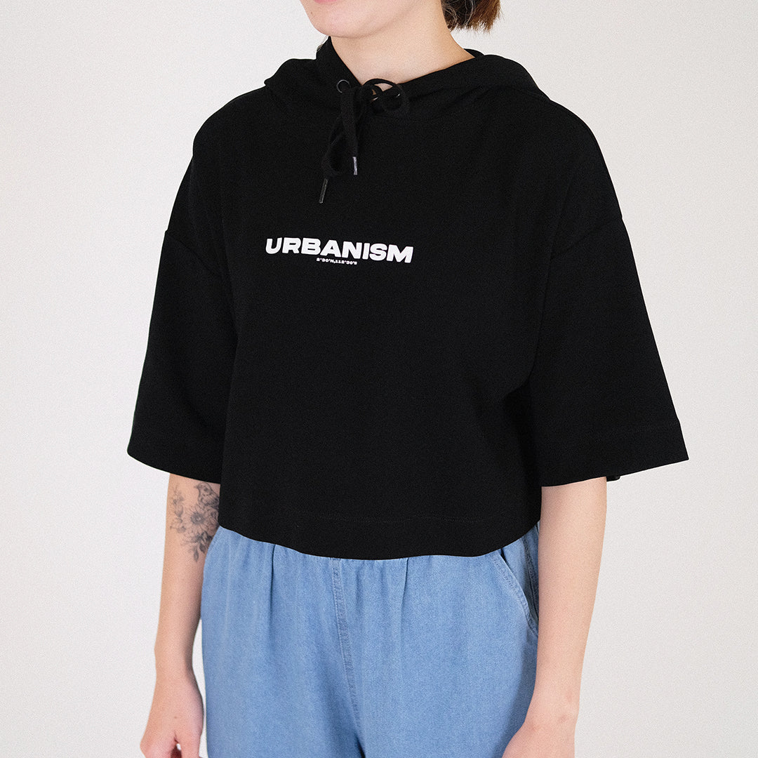 Women Cropped Hoodie - Black - SW2212574B