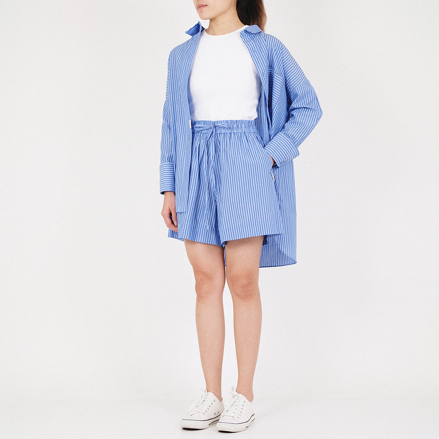 Women Oversized Shirt - Blue - SW2212584A