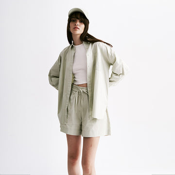 Women Oversized Shirt - Light Green - SW2212584B