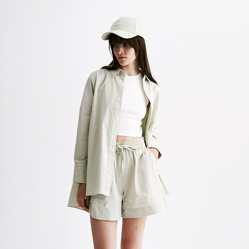 Women Oversized Shirt - Light Green - SW2212584B