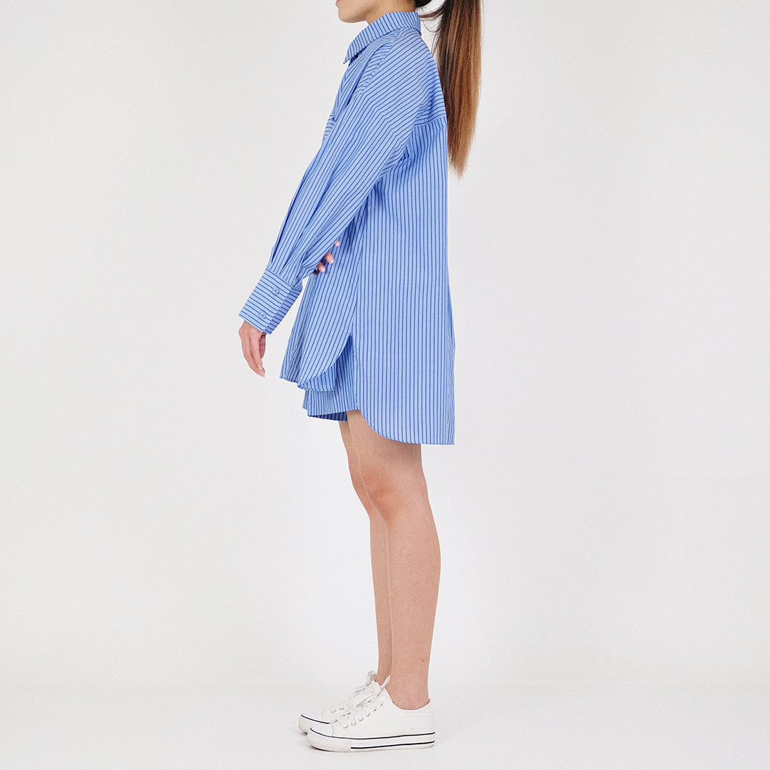 Women Oversized Shirt - Blue - SW2212584A