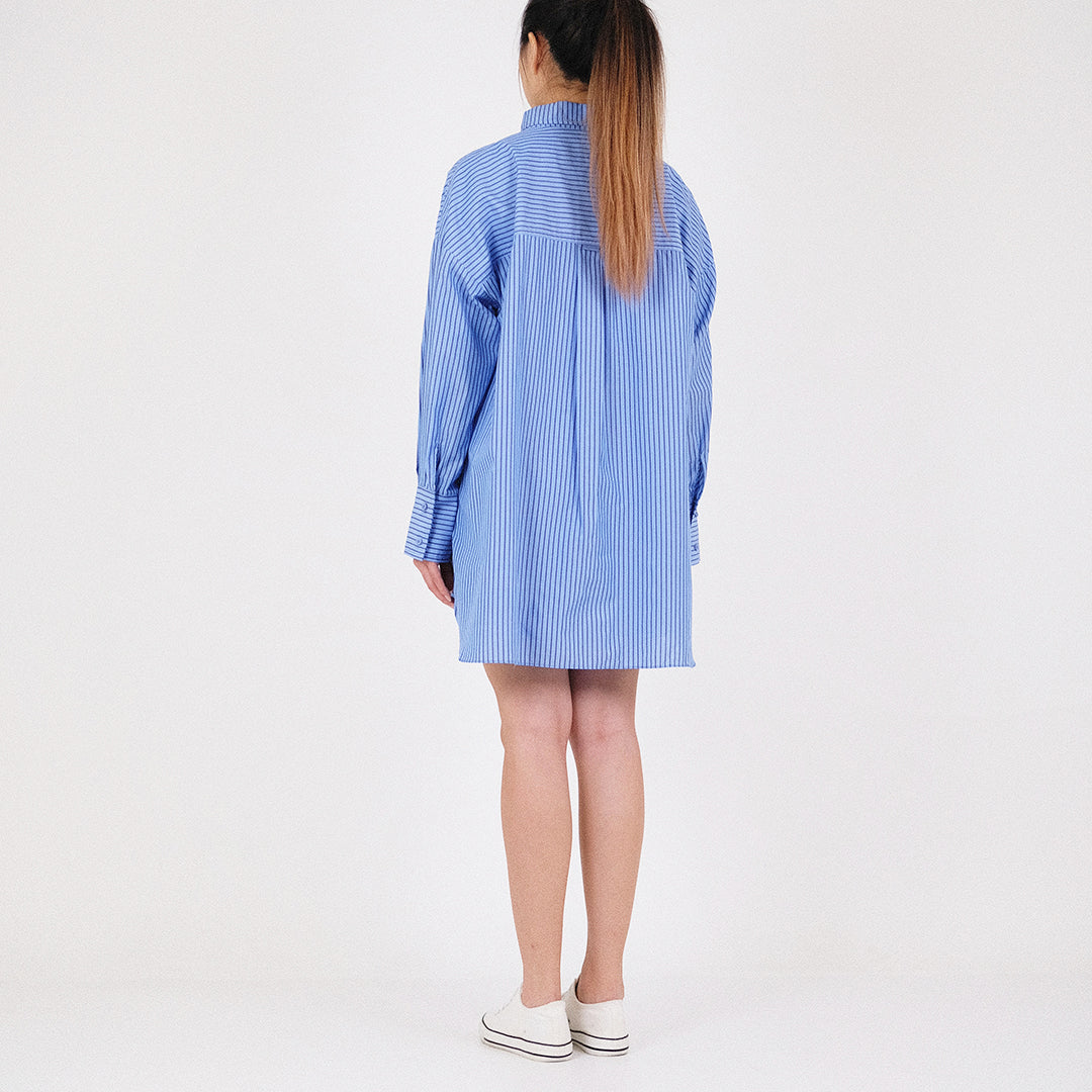 Women Oversized Shirt - Blue - SW2212584A