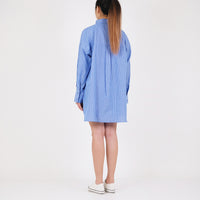 Women Oversized Shirt - Blue - SW2212584A