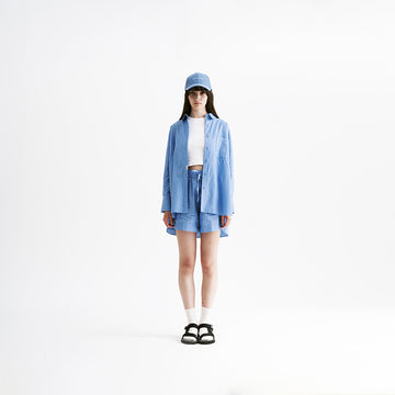 Women Oversized Shirt - Blue - SW2212584A