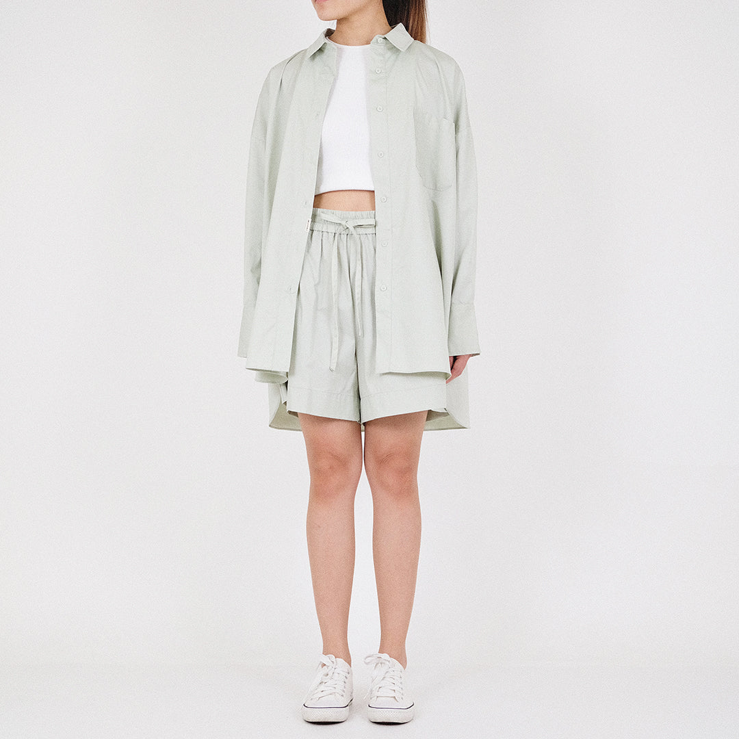 Women Oversized Shirt - Light Green - SW2212584B