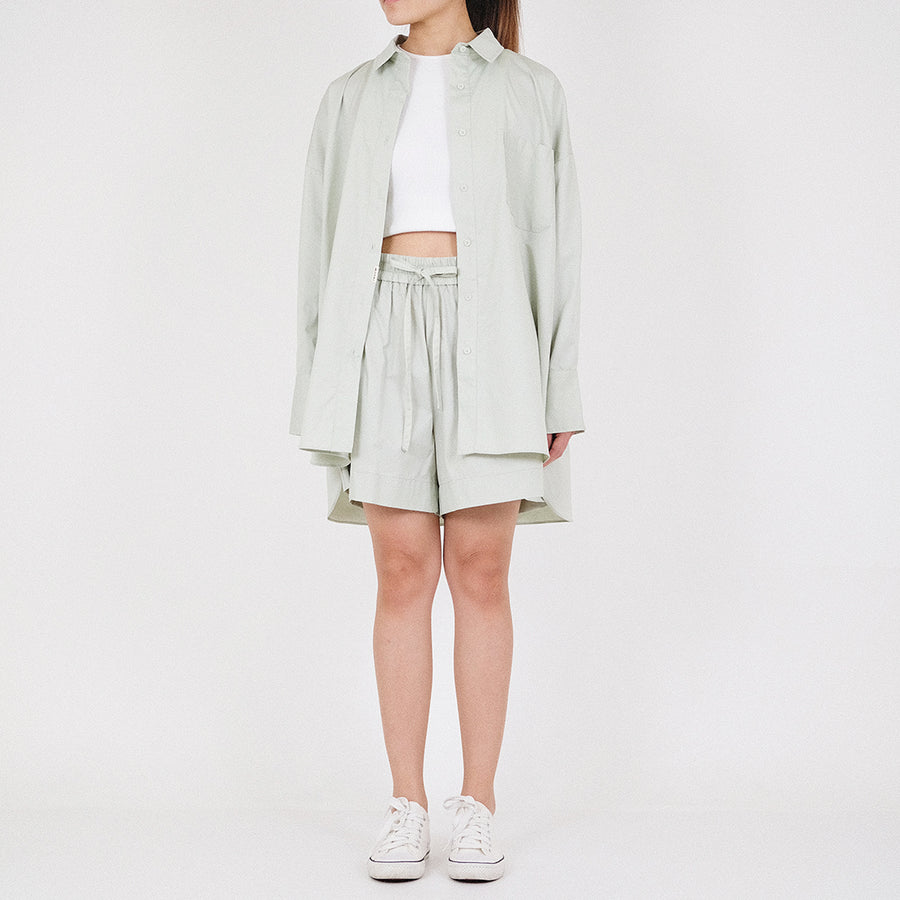 Women Oversized Shirt - Light Green - SW2212584B