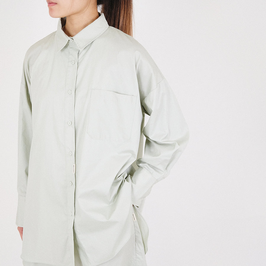 Women Oversized Shirt - Light Green - SW2212584B