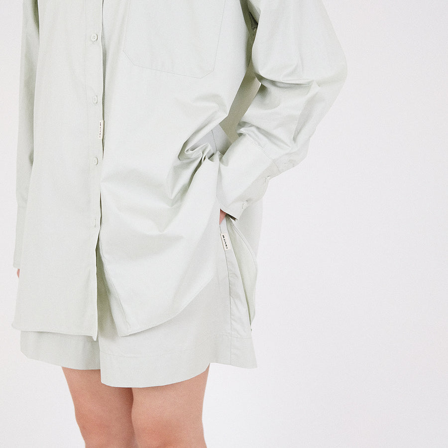 Women Oversized Shirt - Light Green - SW2212584B