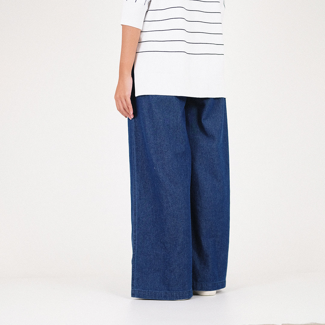 Women Wide Leg Pants - Blue - SW2301023B