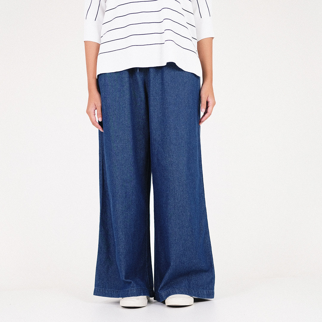 Women Wide Leg Pants - Blue - SW2301023B