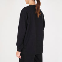 Women Waffle Knit Top - Black - SW2302036B