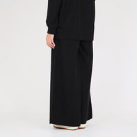 Women Waffle Knit Pants - Black - SW2302037B