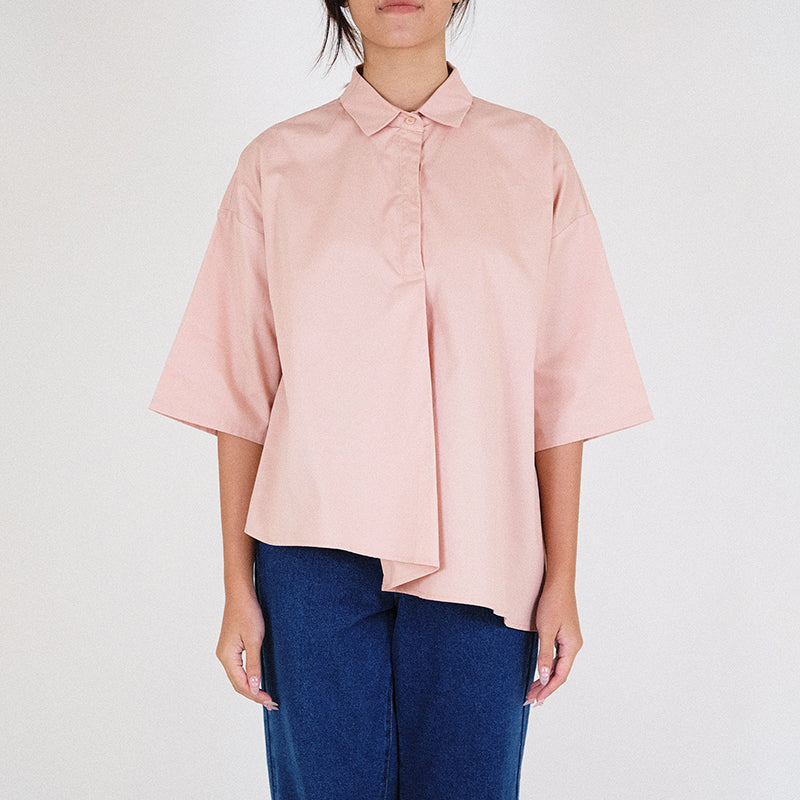 Women Oversized Shirt - Light Pink - SW2303047B